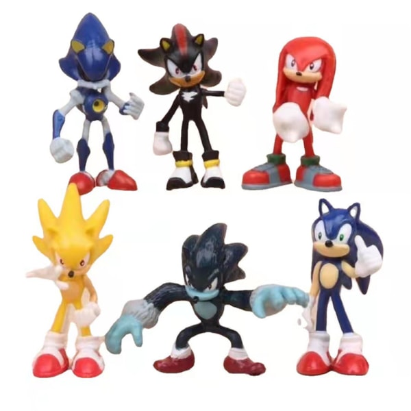 6 st Sonic Action Figur Toy Doll Collection Kids Xmas Gift