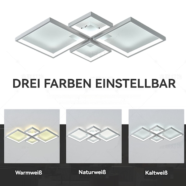 [Snabb Leverans] LED Taklampa - Steglöst Dimmbar Taklampa - Kallvitt/Naturvitt/Varmvitt, För Sovrum, Kök, Hall White 95x68cm