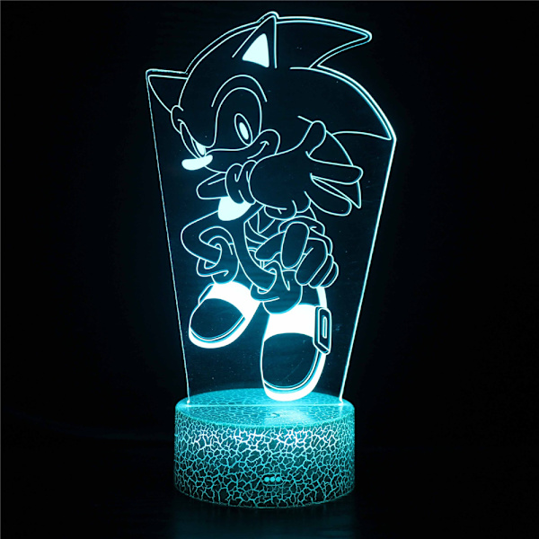 3D LED Nattbordslampe med Berøring for Soverom Sonic the Hedgehog Nattlys B