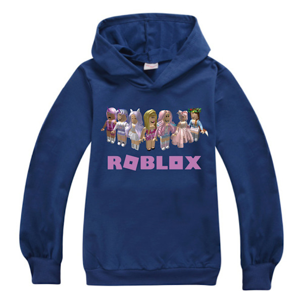 Pojkar Flickor Roblox Hoodie Tröja Pullover Vinterpresent Navy blue 140cm