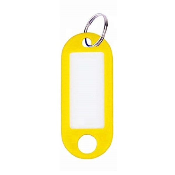 Nyckelmärken Plastdelade nyckelringar Papper sätter in etiketter Yellow 10PCS