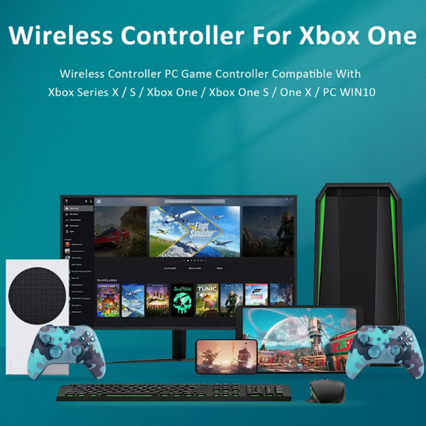 Trådløs controller til Xbox One & Xbox Series X|S PC Windows - Med lydstik Ocean Blue