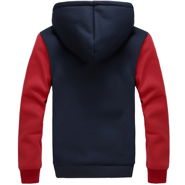 Varm vinterjacka för män med Sherpa-fleece och huva Black & Grey XL