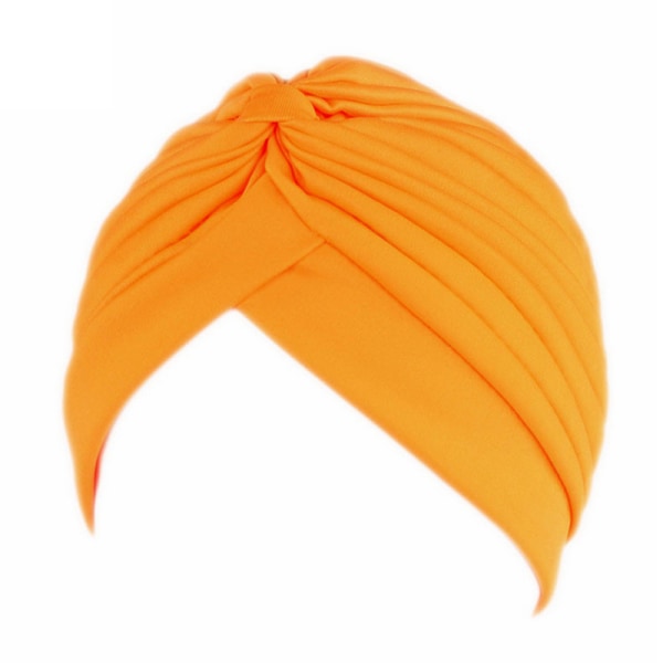 Kvinnor Baby Turban Chemo Cap Hår Wrap Hat Bandana Light Orange