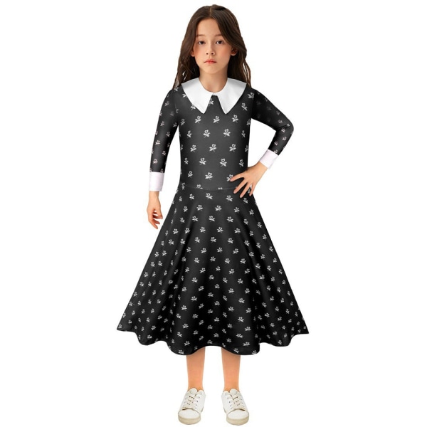 Wednesday The Addams Family Kostym Flickor Adams Maskeradklänning 120cm