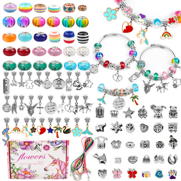 98st berlockarmband smycken DIY pärlor hänge leksaker flickor gåva