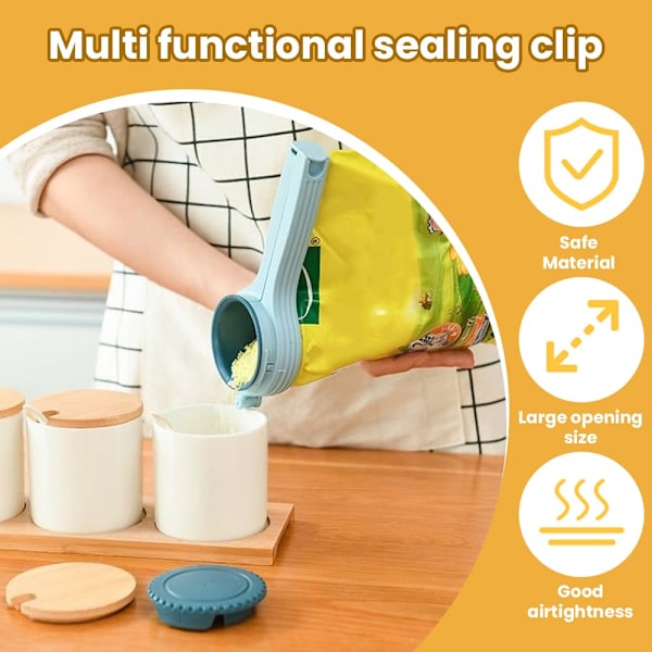 Forseglingsclips, plastikposeclips, stærke poseclips, poseforsegling Blue