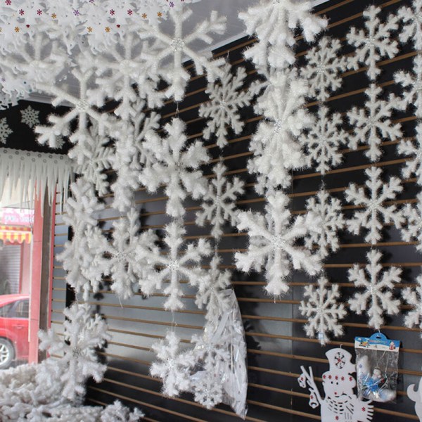 6/3st 3D Snowflake Garland Xmas Juldekorationer Vinter 15cm 3pcs