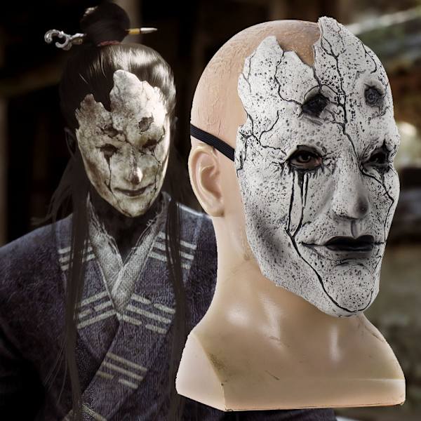 Vuxna Svart Myt Wukong Mask Taoist Mi Cosplay Halloween Maskerad Skräck Läskig Mask med Justerbar