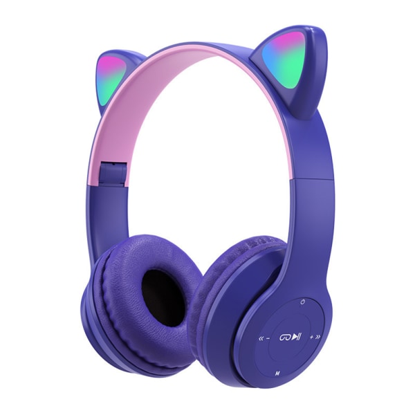 Katthjälm Trådlösa Bluetooth hörlurar Barnhörlurar Cat Ear-hörlurar Musikspelsheadset Purple