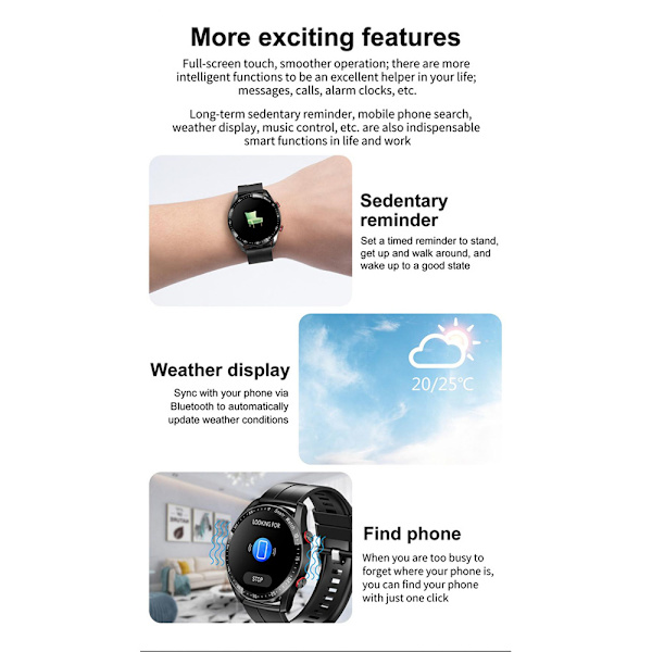 Smartwatch Vattentät Smartwatch Bluetooth iPhone Samsung B