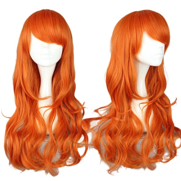 Halloween One Piece Nami Party Cosplay Peruk Long Orange Wave