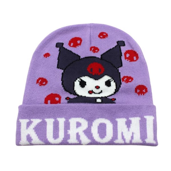 2024 Söt Sanrio Cinnamoroll Kuromi Melody Stitch Cartoonfigurer Beaniehatt Flickor Kvinnor Stickad Stretch Skidmössa Present B