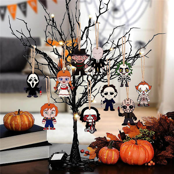 10 kpl Halloween puisia riipuksia, puun koristeita 10PCS