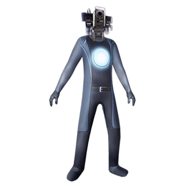 Vuxen Skibidi Toalett TV Man Jumpsuit Mask Outfit Party Dress Up B 170cm