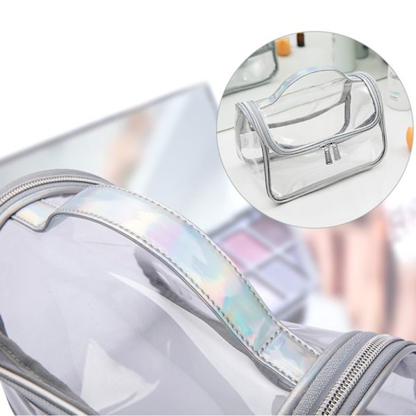 Dam Toalettväska Transparent Kosmetisk Väska Liten Bärbar Colorful silver