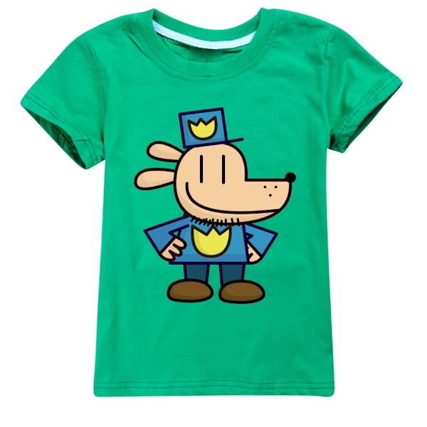 Dog Man Pojkar T-shirt Tecknade Toppar Tee Barn Pojkar Flickor T-shirts Barnkläder Sommar Kortärmad Green 140cm