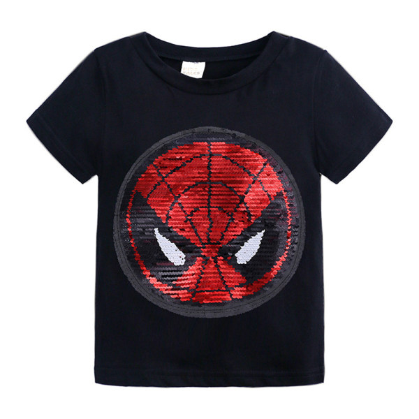 Barn Pojkar Spider-man sommar T-shirts Kortärmade toppar med rund hals black 110cm