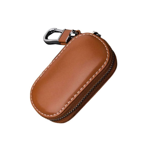 Universellt Bilnyckel Fodral Läderfodral Hållare Bur Påse Pack Skydd Herrgåvor Brown