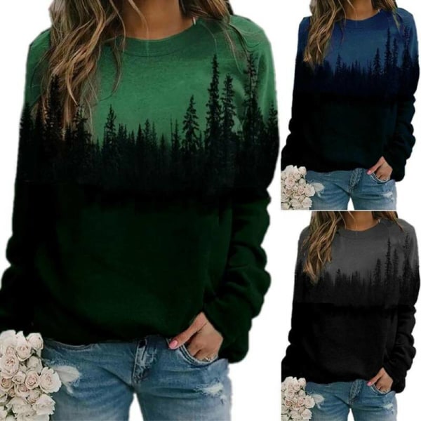 Plus Size Dam Tryckt Lös Hoodie Sweatshirt Långärmad Grey 3XL