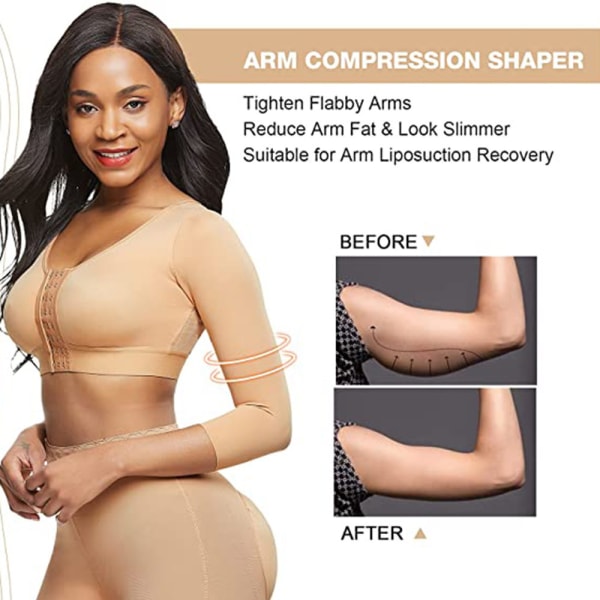 Womens Shapewear 3/4 ärm Arm Shaper Compression BH Linne skin L