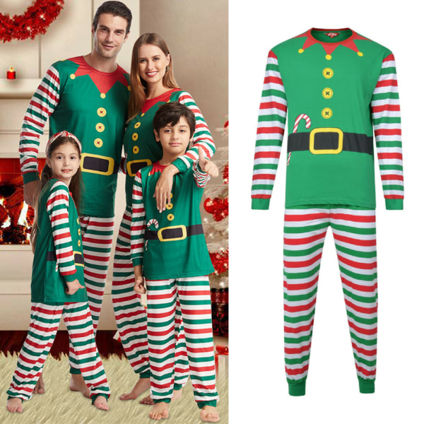 Jul Familj Matchande Xmas Nightwear Elf Pyjamas PJs Set Kid 4T