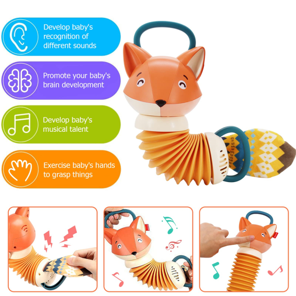 Fox Dragspel Instrument Baby Sensory Musical Montessori Toy