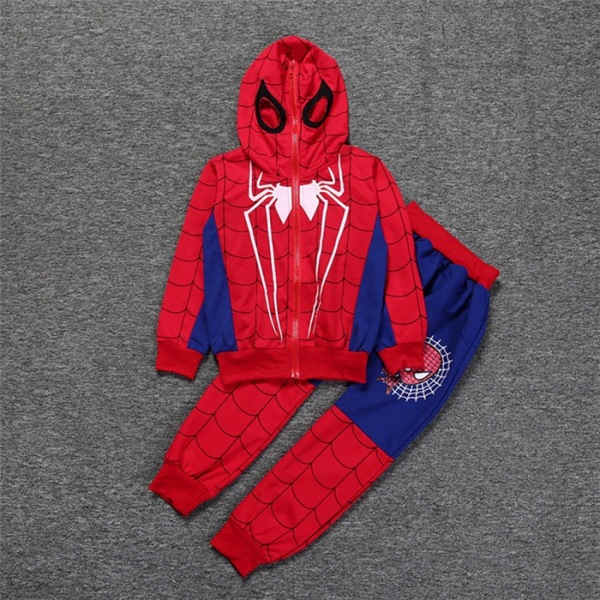 Cute Kids Spiderman Hoodies Långbyxa träningsoverall black 6-7Years