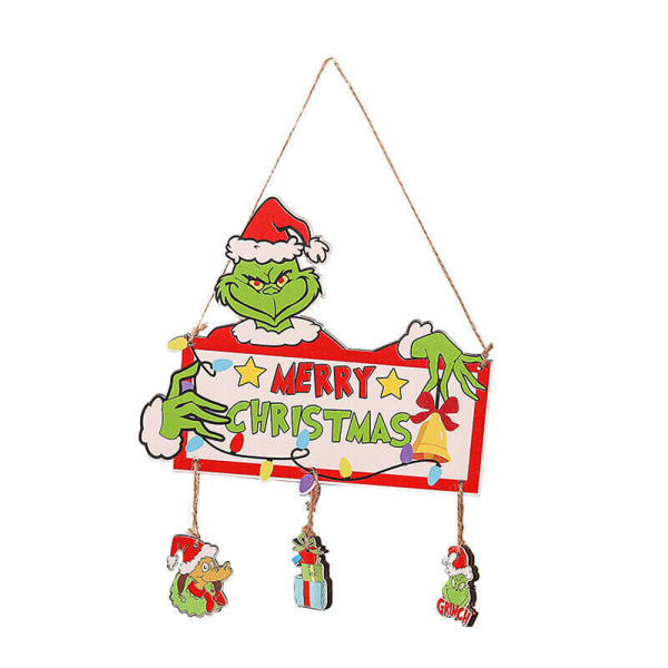 Merry Grinchmas Trähängsmycken Juldekoration Skylt Hemgåva A