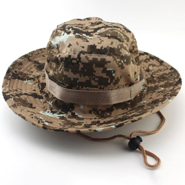 Män Casual Mössor Bred Rand Cap Militär Camo Hattar Brown - Digital Camo