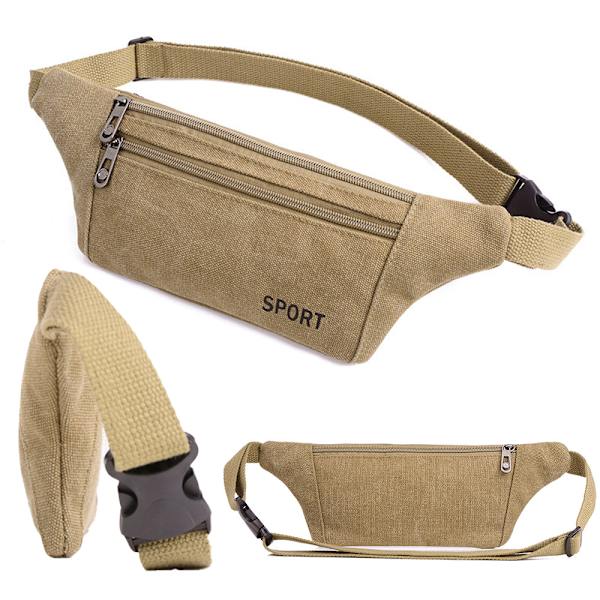Herrar midjeväska avslappnad sport bröstväska canvas axelväska khaki