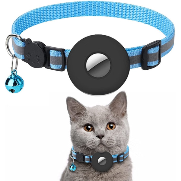 AirTag reflekterande kattungehalsband Breakaway med hållare blue