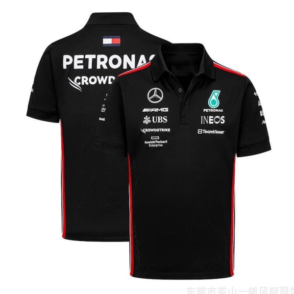 Herr Racing Casual Sports Kortärmad Sport T-Shirt Poloskjorta Black 2XL
