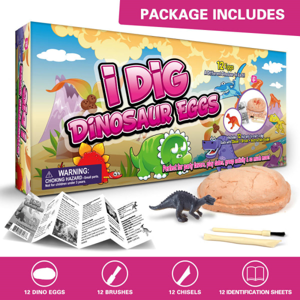 12pack/ Set Dinosaur Fossils Egg Dig Kit Utgrävning Barn Påsk