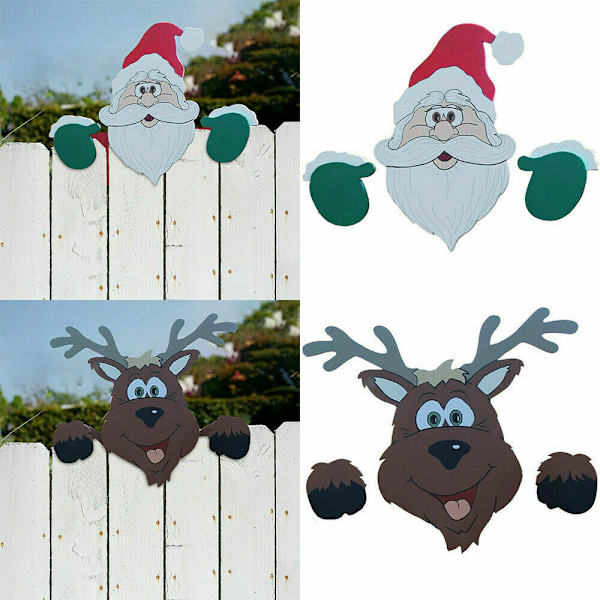 Julemand Elg Hegn Kigger Jule Udendørs Lejlighed Dekoration Santa Claus