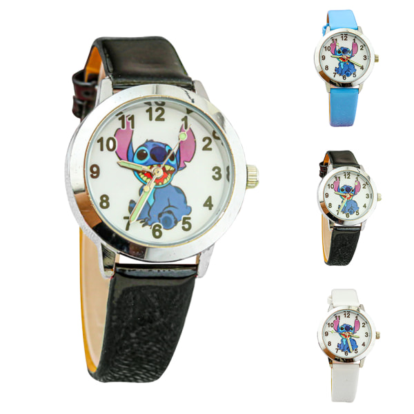 Lilo & Stitch Barnklocka Casual Cartoon Elektronisk Kvarts Läder Armbandsur White