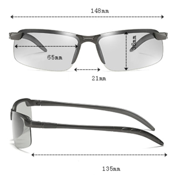 Män Fotokromatiska Solglasögon Som Kör Sportglasögon Grey Frame Black Lenses 1 Pack