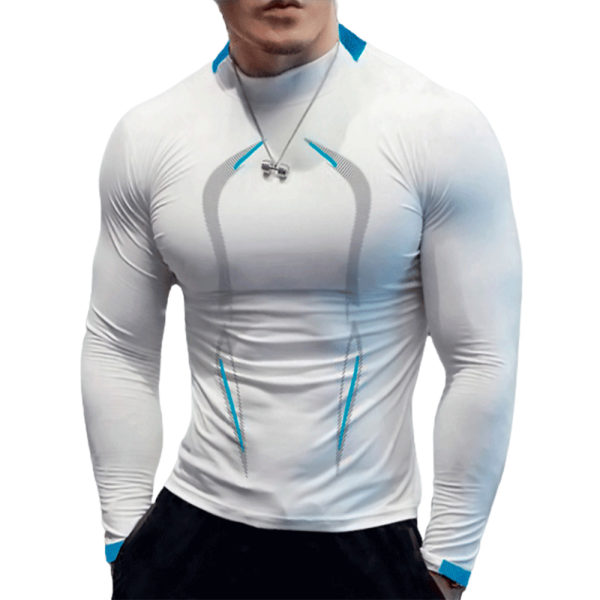 Sommar Tränings T-shirts för Män Sport Gym Andningsbar Långärmad white M