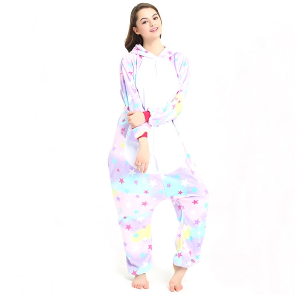 Unisex vuxen Onesie pyjamas plysch en bit multicolor M