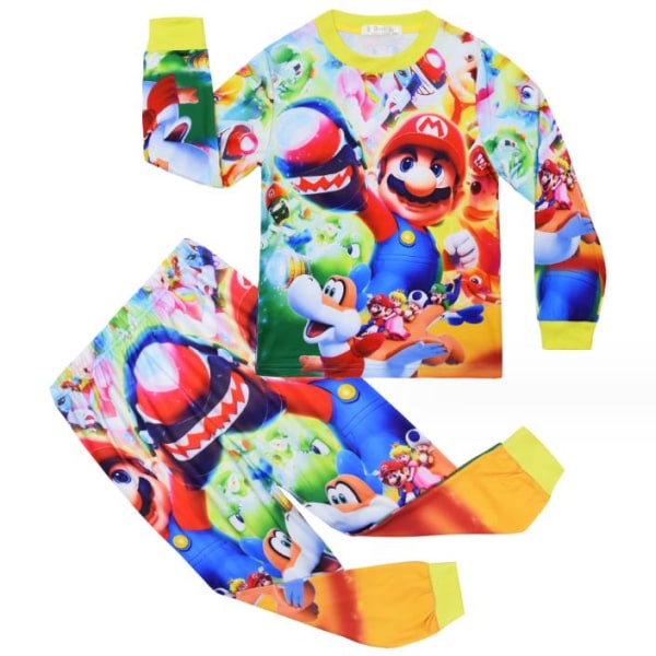 Super Mario Bros Pyjamas Set Barn Långärmad T-shirt Byxor Set D 110cm