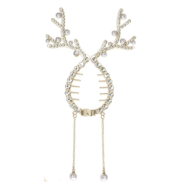 Kvinner Jenter Jul Gevir Bling Rhinestone Hårklyper Søte Tilbehør Silver