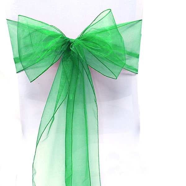 Vit stolinredning Organza-skärpbåge designad för evenemang Green 10 Pack