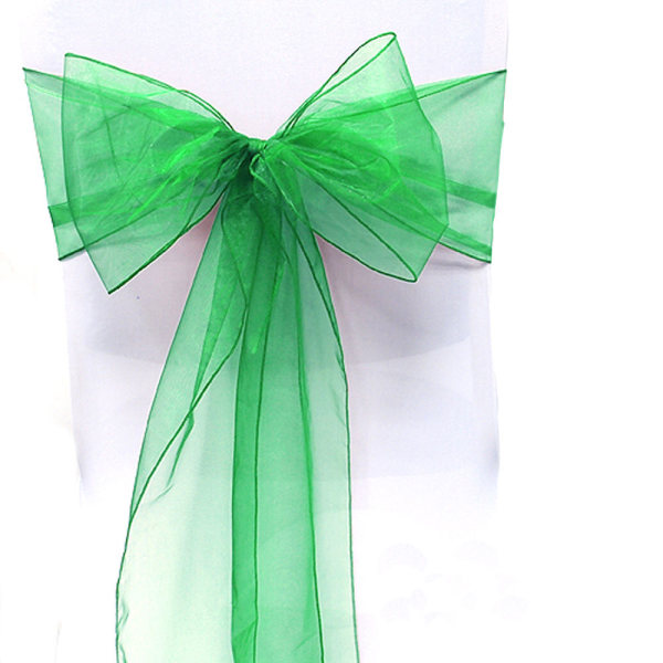 Vit stolsdekoration Organza-skärp rosett designad för evenemang Green 50 Pack