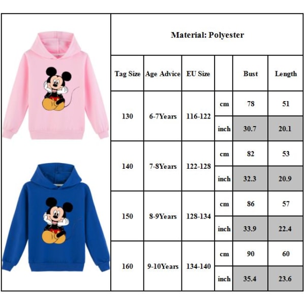 Barn Vuxen Mickey Cartoon Casual Hoodies Sweatshirt Coat pink 160cm