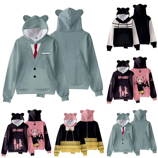 SPY x FAMILY Anime Hættetrøje Pullover Sweatshirt Dame Søde Katteøre Toppe Pullovers B M