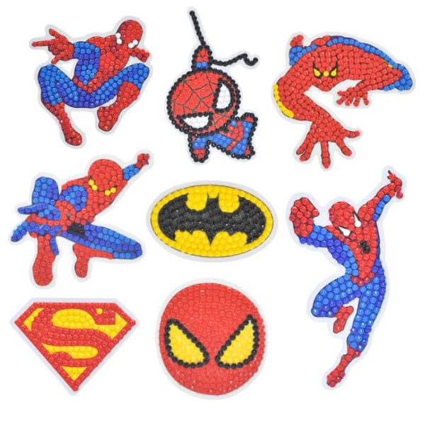 8-pack Spider-Man 5D DIY Diamantmålning Kit för Barn, Vuxna och Unisex 8PCS