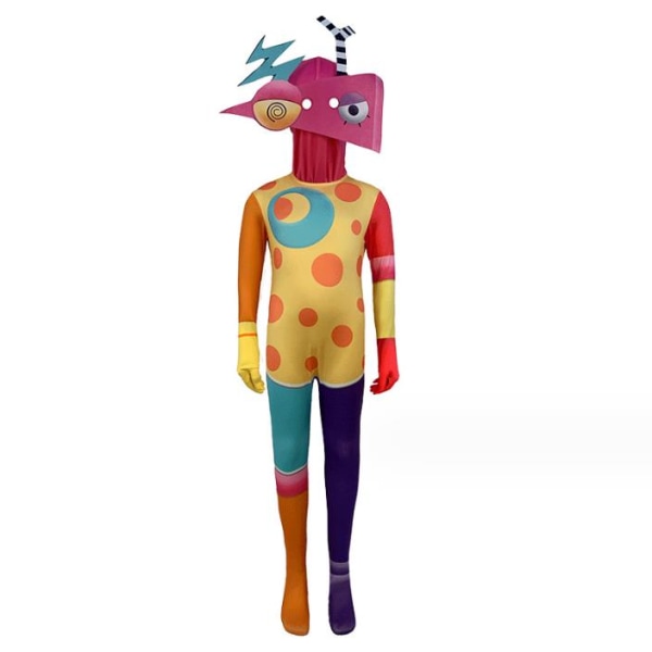Barn Magiska Digitala Cirkus Kostym Jumpsuit Föreställning Maskeradkläder Zubo 150cm