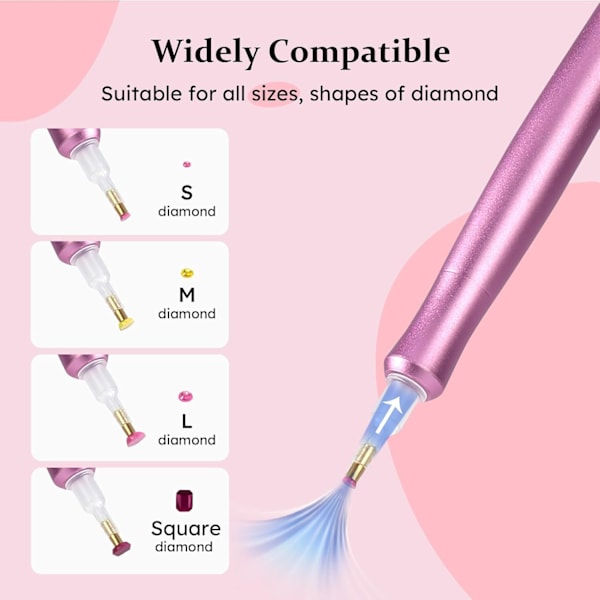 DIY Hantverk Vakuum Diamantmålningspennor Kit för Diamantkonst Tillbehör Verktyg Pink