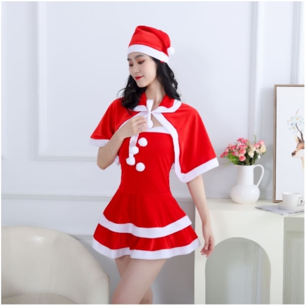 Fru Jul Tomte Jul Dam Fancy Dress Jul Party Kostymer Shawl style S