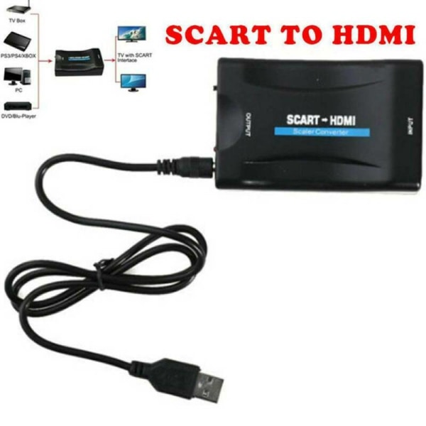 SCART till HDMI-adapter HD Video Audio Upscale Converter USB kabel